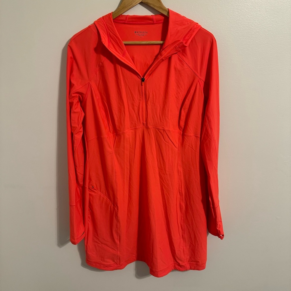 Athleta Lightweight Breathable 1/4 Zip Long Sleeve Hooded Athletic Top Size L